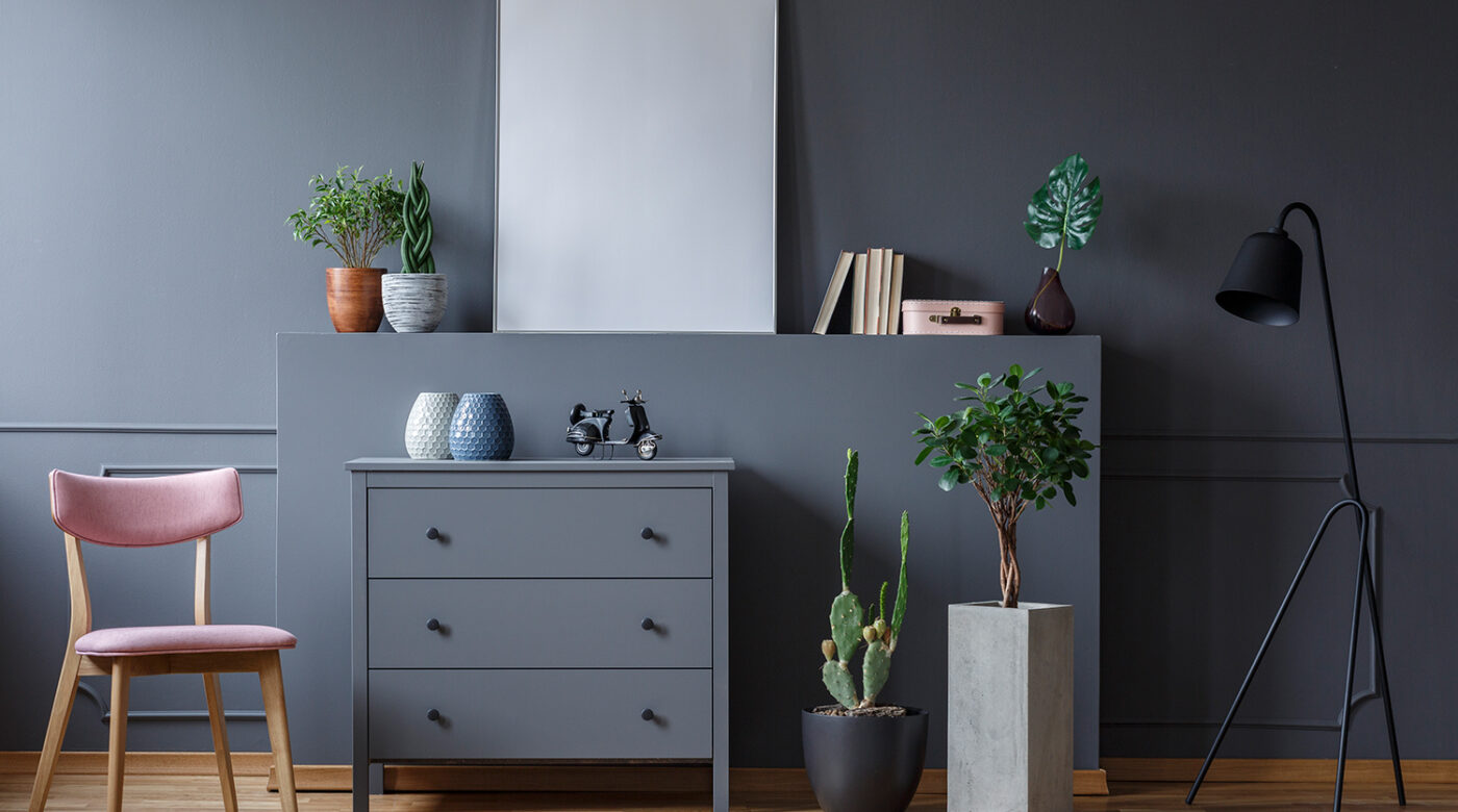 Minimalist Interior of modern living room 3D rendering